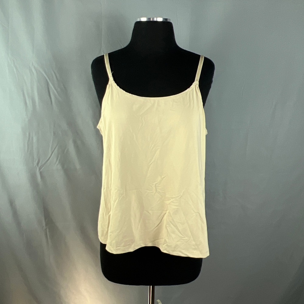 Coldwater Creek Camisole Tank Top Womens L Beige Nylon Stretch Spaghetti Straps